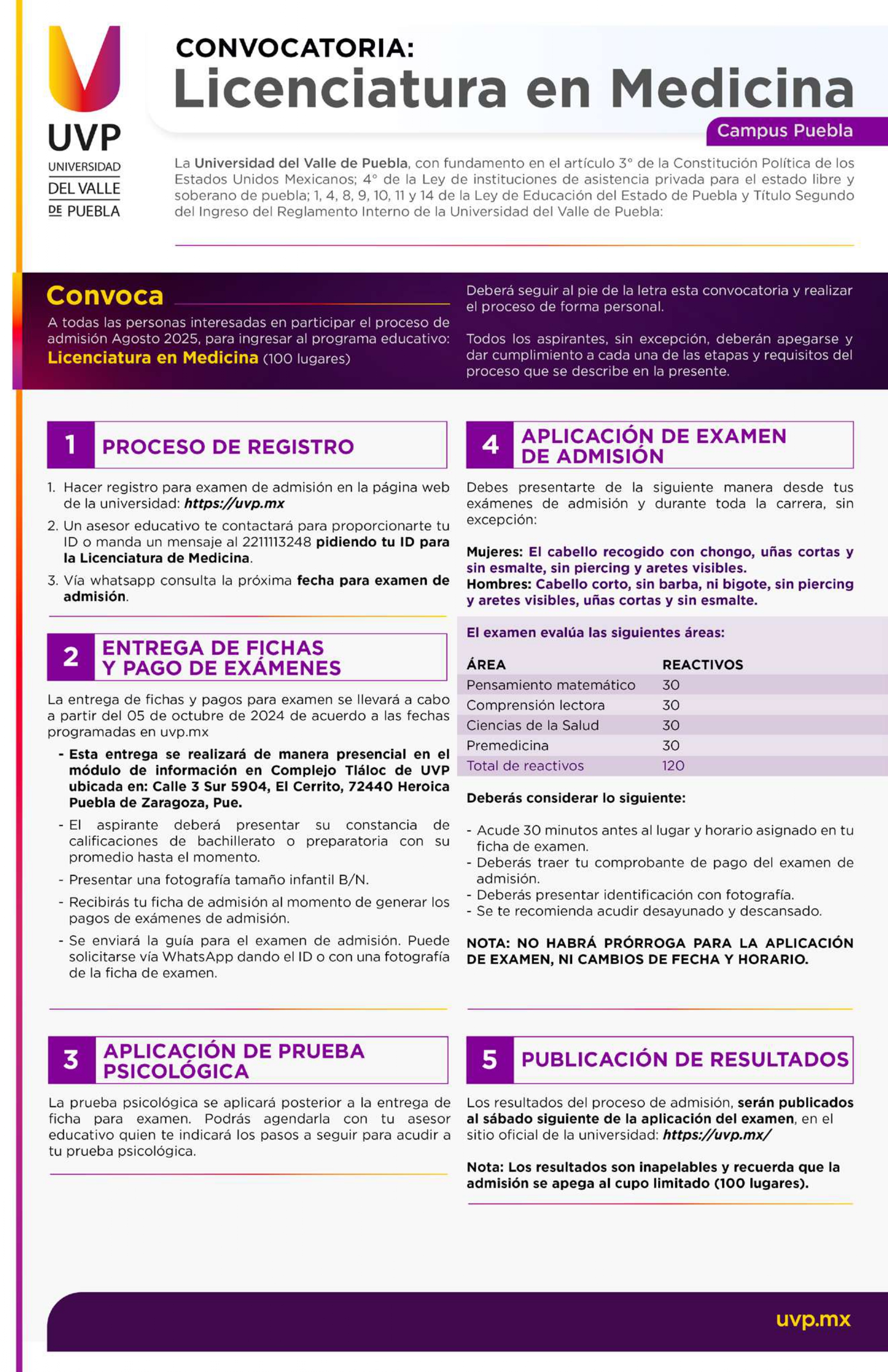Convocatoria de Lic. en Medicina
